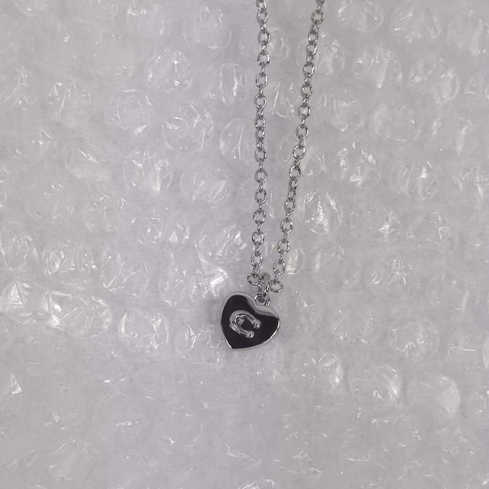 Coach Necklace Heart Shaped Pendant Silver Over Brass - Picture 4 of 5